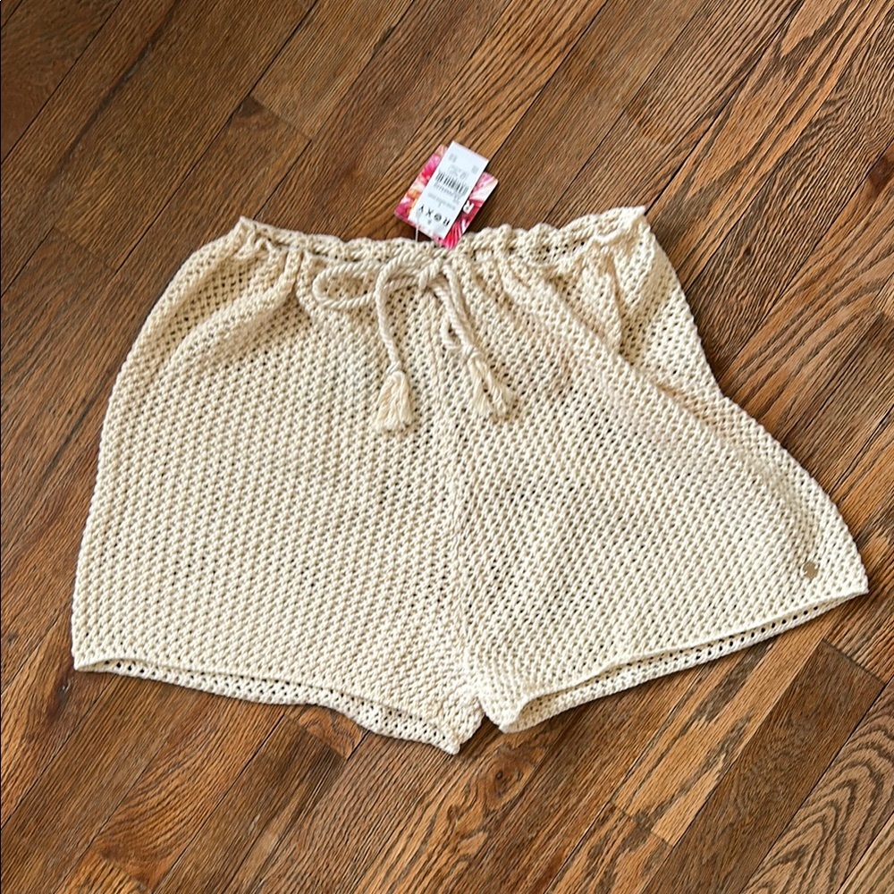 Roxy Cream Knit Swim Coverup Shorts